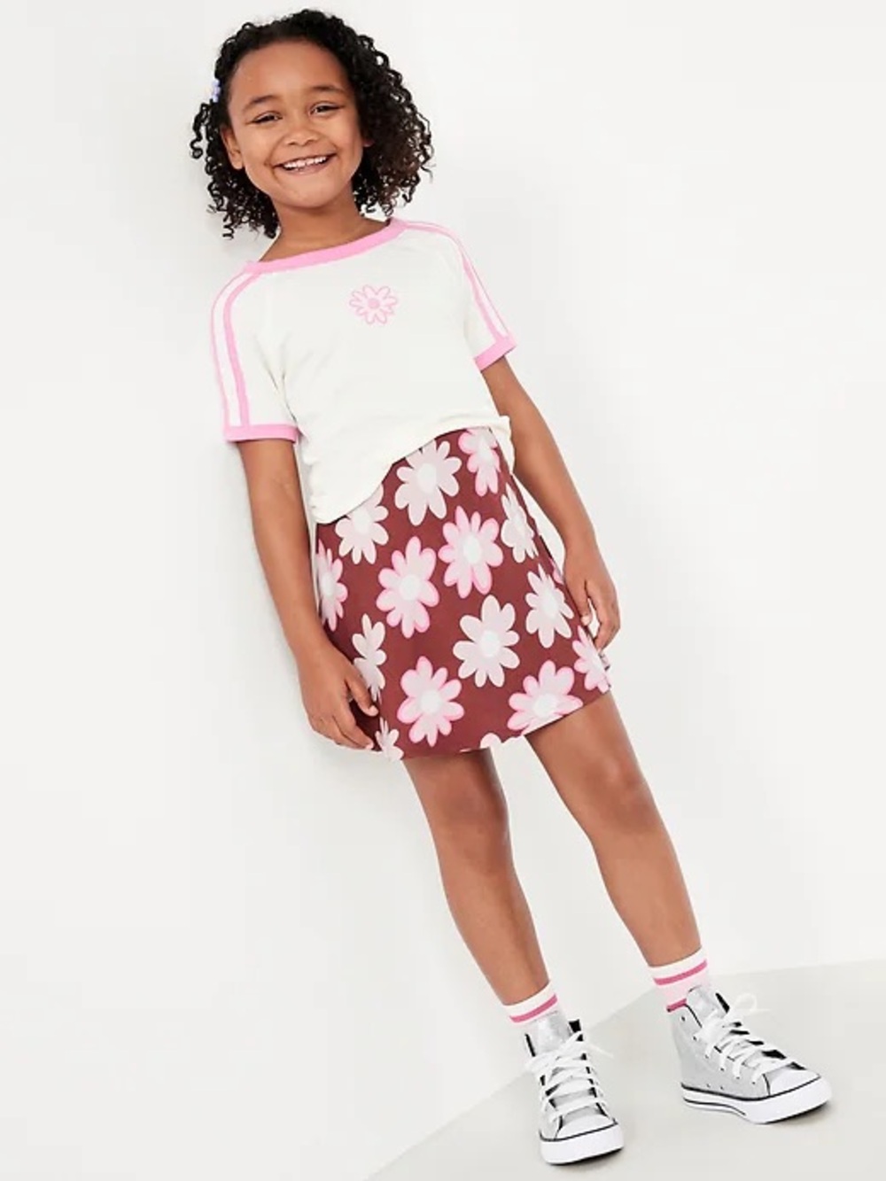 Old Navy Berry and Pink Floral Skirt